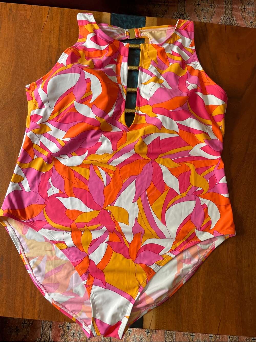 Women’s Vibrant Pink & Orange Floral One-Piece Swimsuit